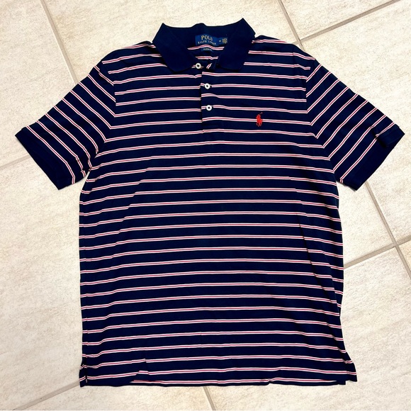 POLO RALPH LAUREN Classic Fit Striped Polo Shirt men size M preppy office cotton - Picture 1 of 11